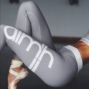 Aim’n Grey Stripe Tights NWT Size SMALL